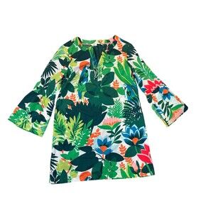 Boden Jodie Kaftan Beach Cover Up US 6R Tropical Parrot Floral Cotton Vacation